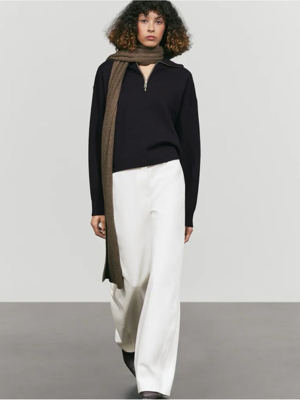 Zara COTTON BLEND QUARTER-ZIP KNIT POLO SWEATER